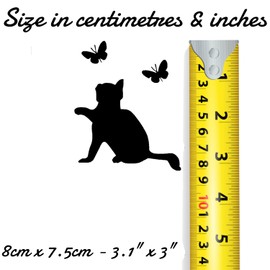 Pack of 3 Cute Pet Cat Chasing Butterflies Waterproof Vinyl Sticker - Peel & Stick - Wall Decal, Laptops, Car, Water Bottles, Motorbikes, Vans, Gifts for Animal Lovers (3, 8cm x 7.5cm - 3.1" x 3")