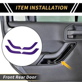 REPAIROCK 1 Set Front Rear Door Handle Panel Bezel Cover Trims for Jeep Wrangler JK JLU Interior Door Handle Bezel Cover Decor Trim ABS Purple