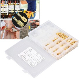 Copper Terminal Assortment Set, Brass Wire Connectors, 1000 Pieces Brass Electrical Terminal Kit, Non-Insulated Cable Wire Butt Connector Kit for Cable Connection and Replacement