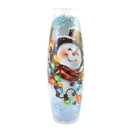 Stony Creek Delightful Snowman Lg Vase Glass Christmas Electric, Pc, 11.75In H, Dgs2209 Lights