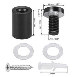 TA-VIGOR 8 Pack 3/4 Dia x 1-1/4"(19x30mm) Black Stainless Steel Sign Standoff Screws, Wall Mounted Fixings for Acrylic, Glass or Wooden Panels, Sign Holders with Screws and Rubber Spacers
