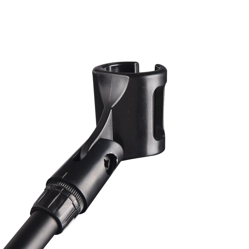 Black Mic Stand with Boom Arm Dual Microphone Holder Model