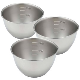 Shimomura Kihan Mini Bowl, Set of 3, Made in Japan, Dishwasher-Safe, Small Portion Bowls with Graduation, Pouring Spout, Smooth Cooking, Condiments, Ingredients, Measuring Cup, 9.1 fl oz (270 ml
