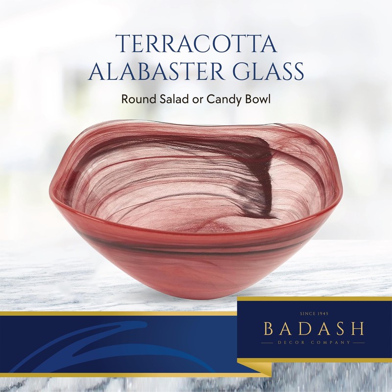 Badash Terracotta Alabaster Glass 10" Bowl