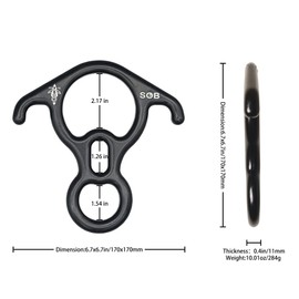 SOB Rescue Figure 8 Descender Belaying 40KN Bent Ear Belay Device Rock Climbing Rappelling Gear Aluminum Magnesium Alloy