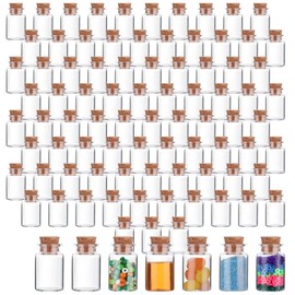 Bokon 100 Packs 10ml Mini Plastic Bottles with Corks Small Potion Bottles Tiny Clear Sand Art Jar Wishing Vial for Wedding Birthday Party Decoration DIY Crafts Gift (0.87 x 1.38 Inch)