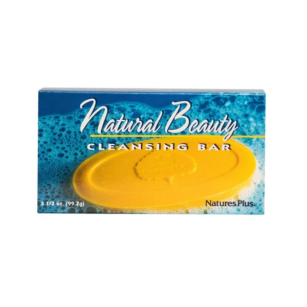 NaturesPlus Natural Beauty Cleansing Bar - 500 iu Vitamin E with Allantoin, 3.5 Ounce Bar - Natural Cleanser, Made with Organic Ingredients, Anti-Aging- pH of 4.5 - Vegan
