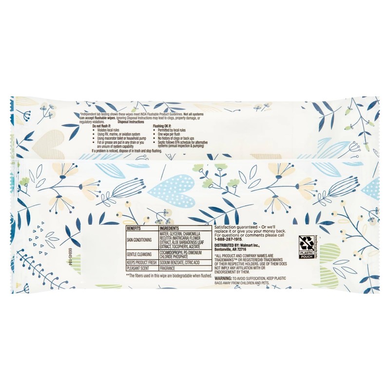 Equate Flushable Wipes 18 Count Pack of 3
