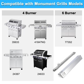 Adviace Replacement Parts for Monument Grill 77352 77352MB 77352-MB 35633 41847NG 24367 24633, A0212926 Main Burner & D010012307 Flame Tamer & Igniter for Monument Grills 77352 6 Burner Gas Grill