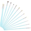 12Pcs Art Paint Brushes Drawing Fan Shaped Artist Brush Long