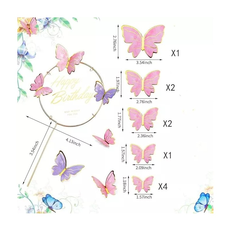 TO 100pzs Adornos De Mariposa 3d Para Decoración De Pasteles