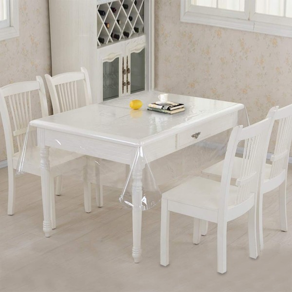sancua Clear Plastic 100% Waterproof Tablecloth - 60 x 84