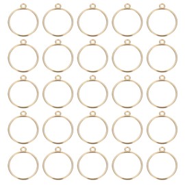 PATIKIL Open Bezels for Resin, 60 Pcs Alloy Round Open Back Frame Pendants DIY for Necklace, Bracelet, Earring Making and Crafting, Gold Tone