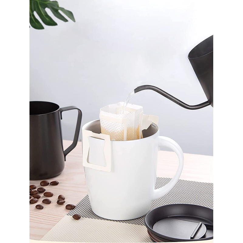 150-Pack Single-Serve Coffee Filter Bags, Hanging Ear Design, 7.5x9cm, Chemical-Free