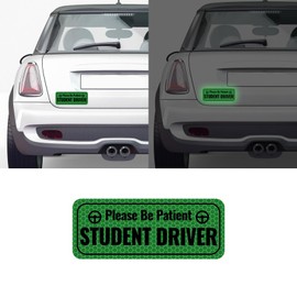 RGOAANC 2PCS Student Driver Magnet for Car, Please Be Patient Student Driver Sticker, Reusable Movable Rookie Driver Reflective Magnets Stickers, Safety Warning Bumper Sticker Signs Fits All Car