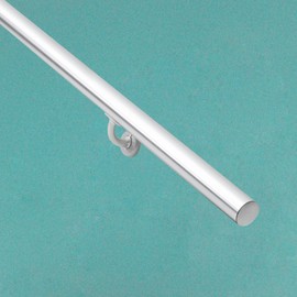 15FT Modern Aluminum Handrail Set, handrails for indoor stairs,deck,slope, wall mounted staircase handrails, Zink alloy brackets included, silver anodized finish 1.6" diameter aluminium tube,Rust Free