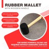 16oz Wooden Handled Rubber Mallet - Heavy Duty Hand Tool,