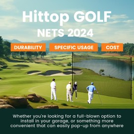 Hittop Sports Netting,Golf Practice Net Hitting Net with 33Feet Nylon Rope Also for Baseball, Hockey, Soccer, LAX and More - 10x10ft/10x15ft/10x20ft/10x25ft/10x30ft/10x40ft/10x50ft