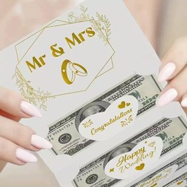 Wedding Money Card Holder Envelope, money cards for cash giftGold Design, cash money Greeting Card 7.08 x 28.34 inches, Set of 2