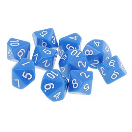 Yourandoll 10 Pcs Polyhedral Dice D10 (1-10) Dice D10 Sided Dice for Dungeons and Dragons, DND, TRPG, MTG and More Table Games (Blue)