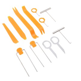 12 Pcs Auto Trim Removal Tool, Plastic Pry Tool Trim Removal Tools, Car Dash Radio Door Audio Panel Trim Removal Set, Car Panel Dash Accessories Removal Tool Kit (Orange)