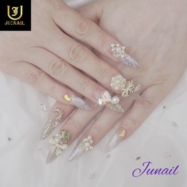 ♀Pearl Art Handmade Nail Tips♀ - Short Round / ♀진주아트 수제네일팁♀ - 숏라운드