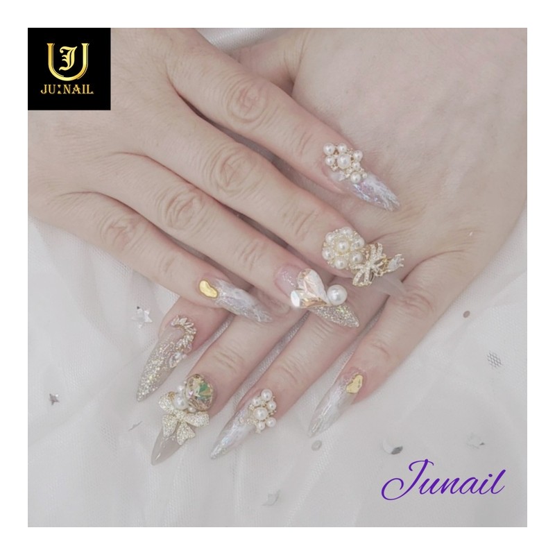 ♀Pearl Art Handmade Nail Tips♀ - Short Round / ♀진주아트