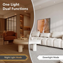 CycevSun 3 Inch Recessed LED Lights with Night Light, Dimmable & 5CCT Selectable Canless Outdoor Soffit Wafer Downlight, 6W, ETL, IC Rated, 12 Pack