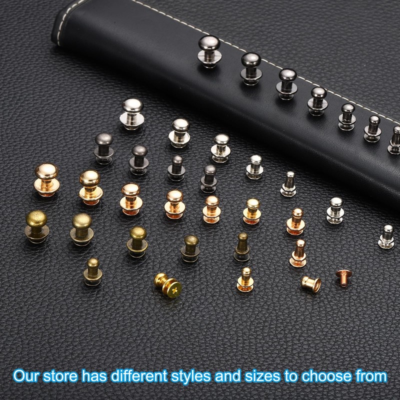 PATIKIL 4mm Leather Rivets, 100 Sets Round Button Head Studs