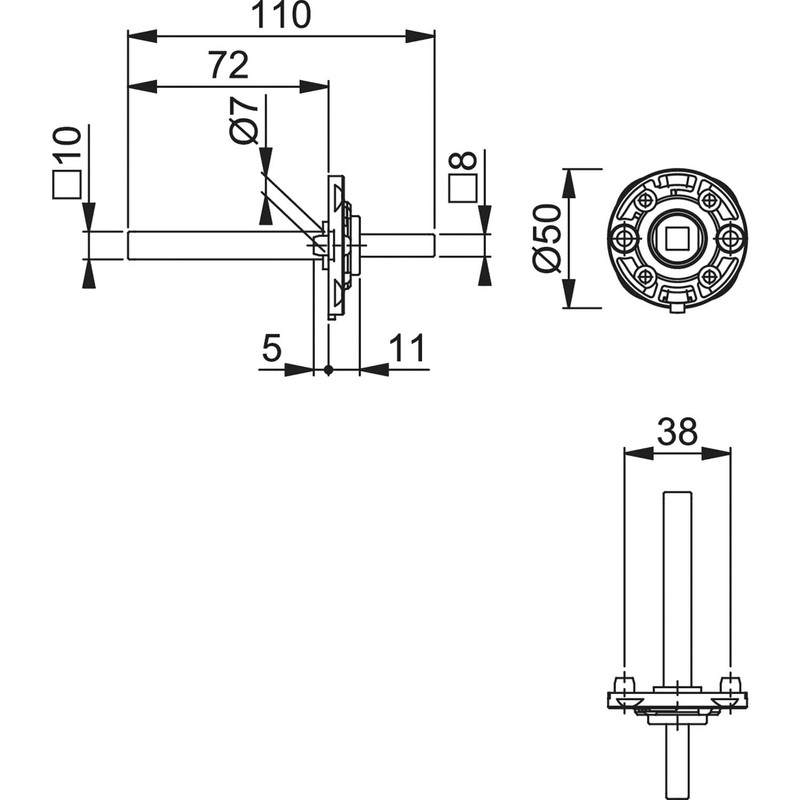 HOPPE Mounting Module UP52/RFL Round Door Handle Rosette VK 10/72