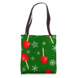 christmas red candy apples green Tote Bag