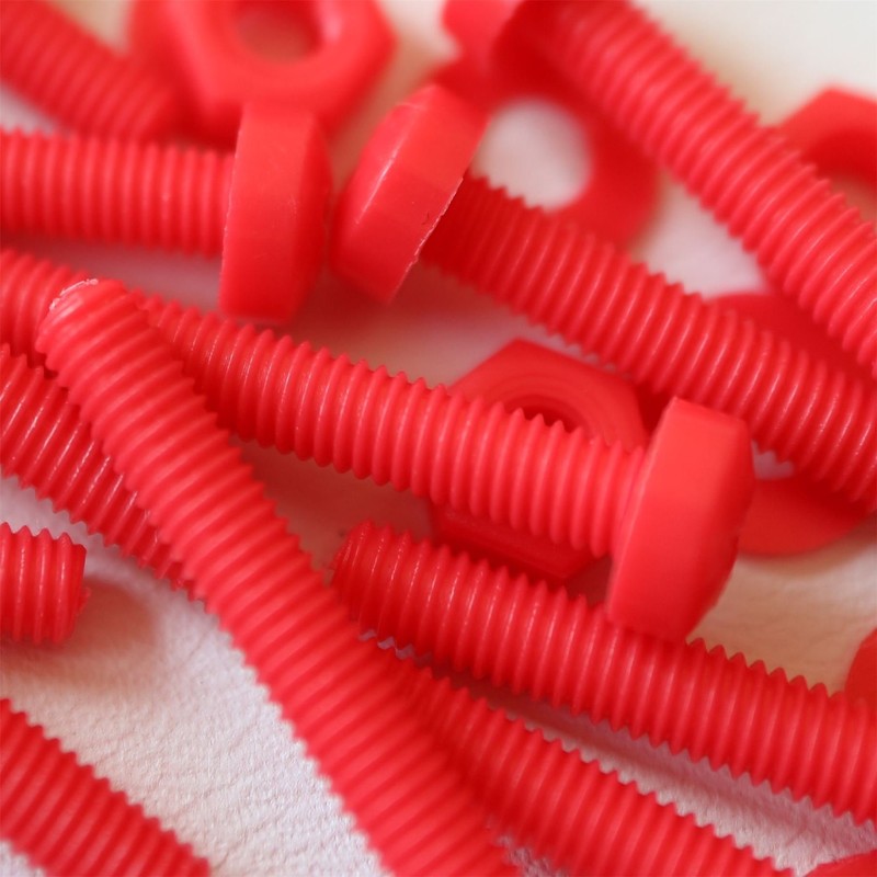 20 x Red Pan Head Screws Polypropylene (PP) Plastic Nuts