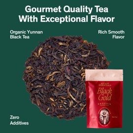 August Essentials Black Gold Tea – Handcrafted Organic Black Tea for Daily Enjoyment – Ideal Morning Drink with Malty, Golden Flavor & Caramel Notes in a Resealable Pouch (1.8oz)