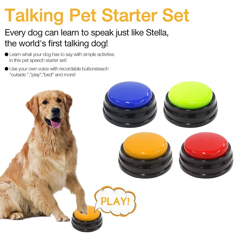 NAVESO Buzzer with Recording Function Dogs, Pack of 4 Answer
