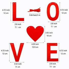 FAZHBARY 2 Pack Red Heart Love Garland Felt Heart Banner for Romantic Wedding Heart Party Decorations