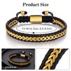 WP WEPICK Mens Bracelet Leather 18K Gold Plated Braided Cuff