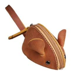 Coin Purse, Leather Purse, Small Leather Wallet, Coin Purse, Coin Purse, Coin Purse, Coin Purses for Children, for Women, Children, Girls (Mouse Shaped), Brown yellow, coin purse