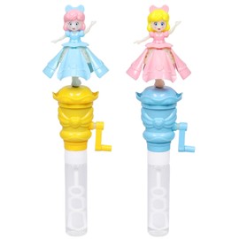 Children's Soap Bubbles Stick, Pack of 2 Mini Soap Bubbles Stick, Rotating Rock Fairy Bubble Stick, Hand Crank, Rotating Glow, Can be Used for Summer Entertainment, Outdoors, Parties, Birthdays