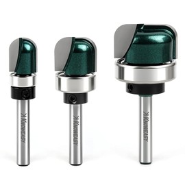 Knoweasy 3-Piece Bowl and Tray Router Bit Set with 1/4-Inch Shank, Carbide Tipped Round Nose Bits with Bearings for Juice Grooves, Includes 1/2, 3/4 and 1-1/8 Inch Sizes for Woodworking