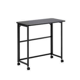 Gnrolaz Folding Computer Desk with Storage Shelf, Foldable Desk for Small Spaces, Easy Assembly Writing Workstation for Home Office, 31.5 x 15.7 inches, Mobile Rolling Wheels (Black, 31.5''W)