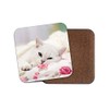1 x Adorable White Cat Coaster - Kitten Pretty Girls
