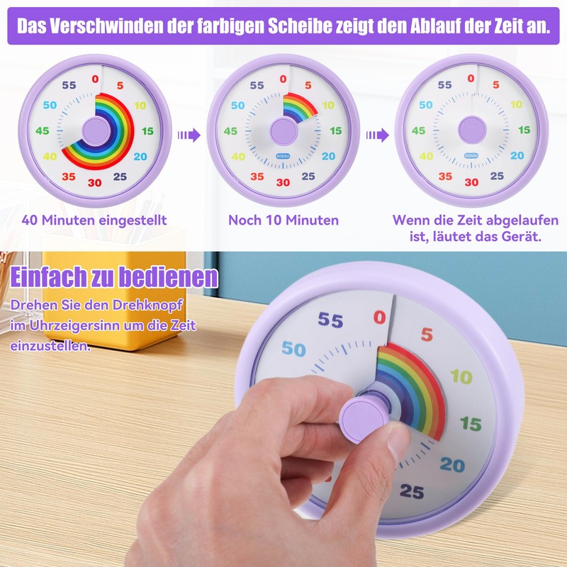 Visual Timer for Children, 60 Minute Rainbow Countdown Timer for