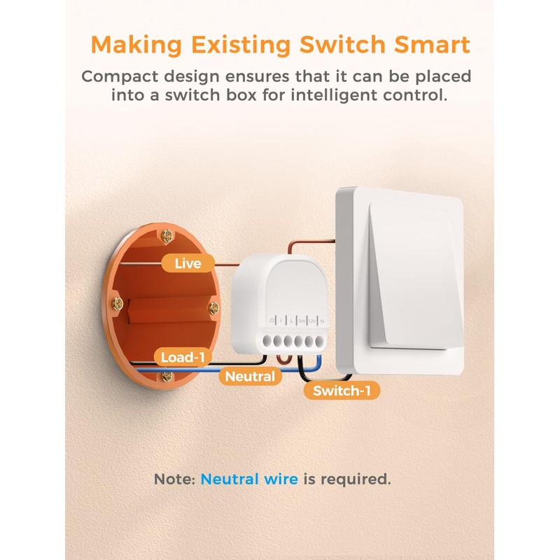 Smart Relay Switch with Current Measurement Compatible with Home Assistant