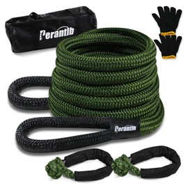 Perantlb Kinetic Recovery Rope - 1" x 20ft (33000lbs), Tow Rope with Soft Shackle and Glove, Suitable for 4WD Pick Up Truck, SUV, ATV, UTV