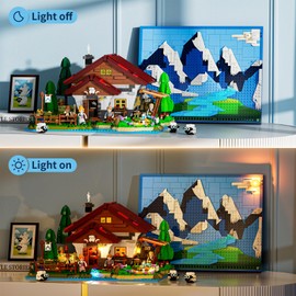 Lumibricks Farm Shepherd's-Cottage Lighting Building-Bricks-Set - Farm Life Sheep Stone House Collection LED Light Cottage Model Display Set 2265 Pcs for Adults