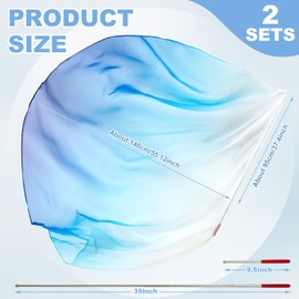 Jetec 2 Set 55" Praise Dance Flags with Scalable Rods - Semicircle Angel Wing Banners for Church (White Blue Blue)