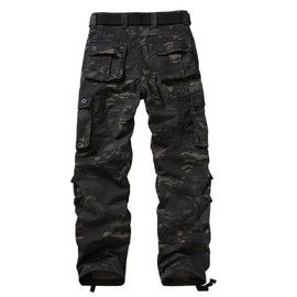 TRGPSG Men's Lightweight Hiking Pants Outdoor Ripstop Wild Cargo Pants Multi-Pocket Military Army Camo Casual Work Trousers