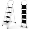 JungleA 4 Step Ladder Portable Folding Step Stool for Adult,w/Wide