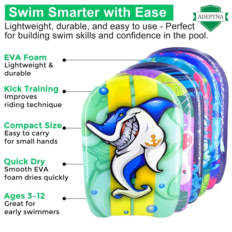ADEPTNA Graphic Swimming Kickboard for Pool or Beach - Mini