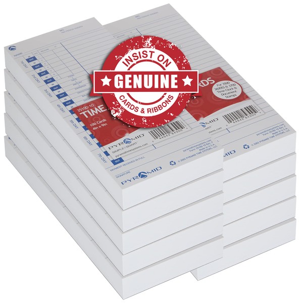 Pyramid Time Systems 35100-10MB 1,000 Count English Language Authentic and Genuine Time Cards for 3500, 3600SS and 3700 Time Clocks Time Clock, Time Cards